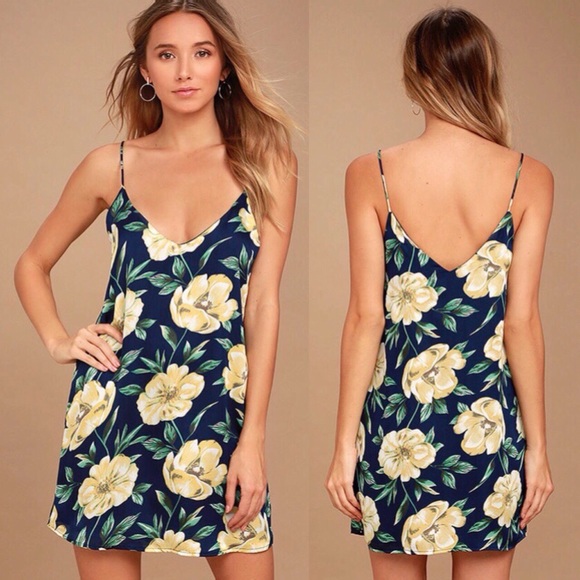 Lulus Dresses & Skirts - Lulus Blue Floral Slip Dress